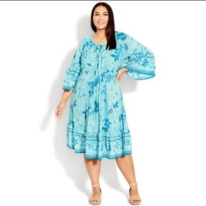 Avenue Dress Kara Crush Dress in Blue Royal Blooms Size 4X. 30/32